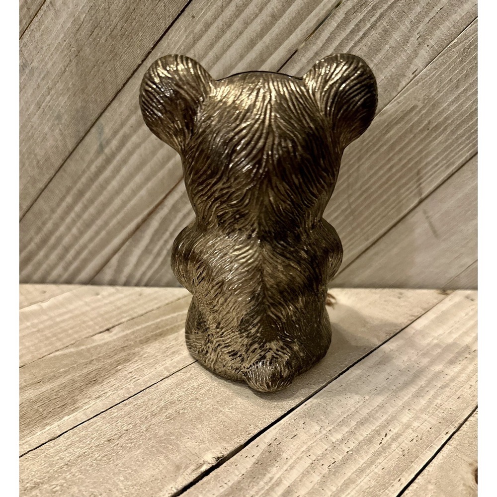 Hobby House Silverplated Teddy Bear Coin Bank Made in Hong Kong Cute Collectible - Picture 3 of 6